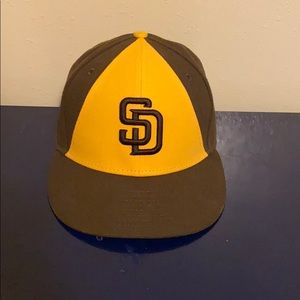 San Diego Padres brown yellow fitted hat